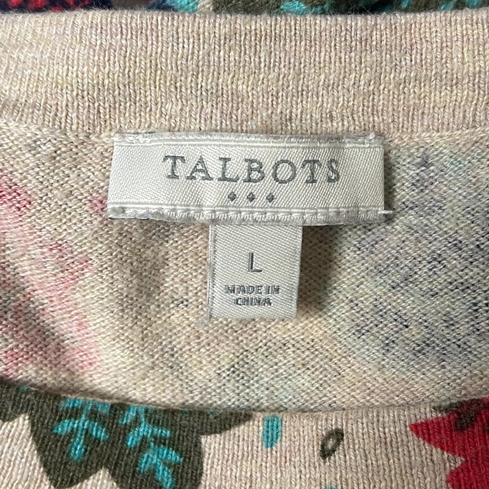 Talbots Autumn Leaves Long Sleeve Knit Sweater Top Size L - Picture 9 of 10